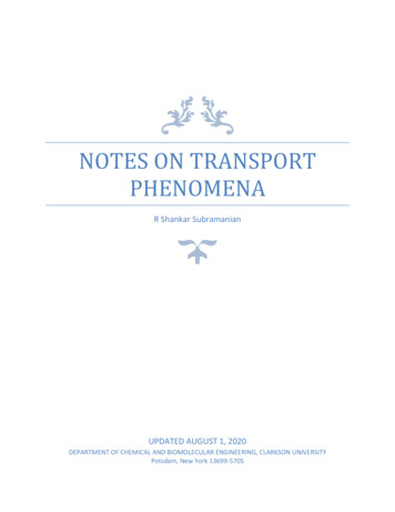 Notes On Transport Phenomena - Clarkson University