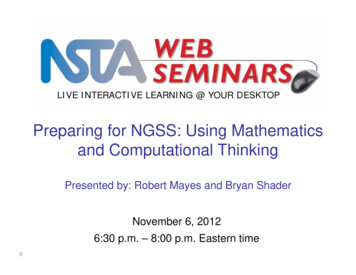 Preparing For NGSS: Using Mathematics And Computational .