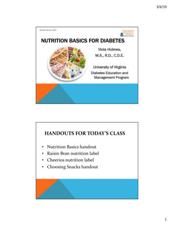NUTRITION BASICS FOR DIABETES