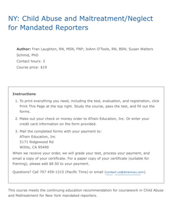 NY: Child Abuse And Maltreatment/Neglect For Mandated Reporters