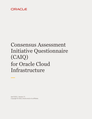 Consensus Assessment Initiative Questionnaire (CAIQ) For . - Oracle