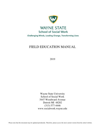 FIELD EDUCATION MANUAL - School Of Social Work