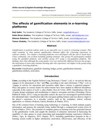 The Effects Of Gamification Elements In E-learning Platforms