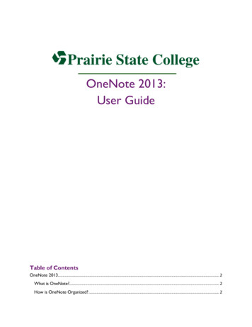 OneNote 2013: User Guide - Prairie State College
