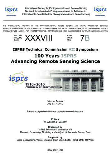 100 Years ISPRS Advancing Remote Sensing Science