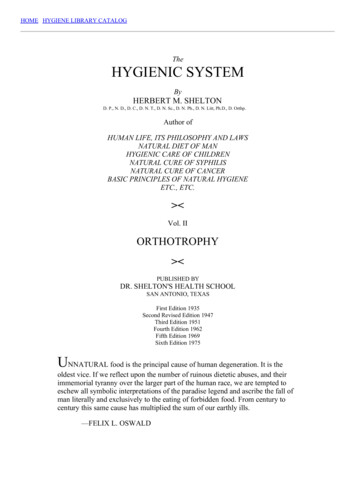 Orthotrophy: Table Of Contents