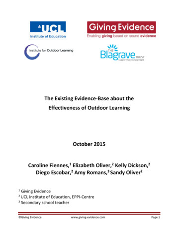 Outdoor Learning Giving Evidence Revised . - WordPress 