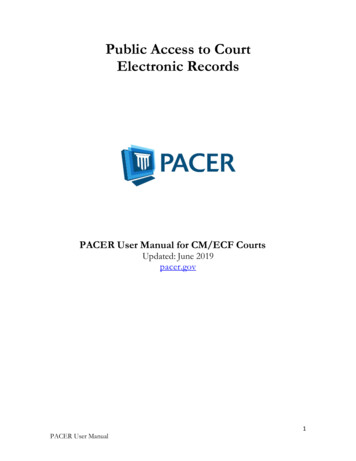 Pacer User Manual - Public Access To Court Electronic Records