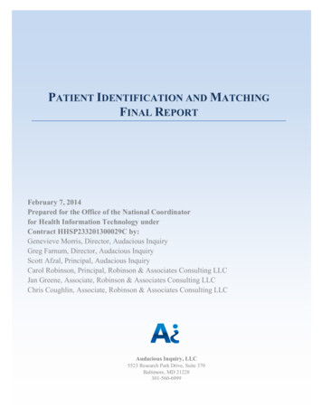 Patient Identification And Matching Final Report