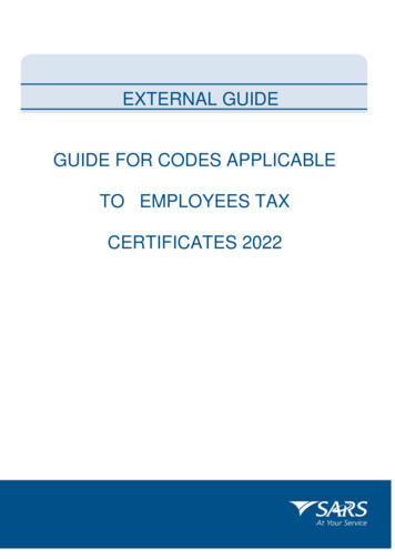 PAYE-AE-06-G06 - Guide For Codes Applicable To Employees Tax .