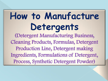How To Manufacture Detergents - Technology Books
