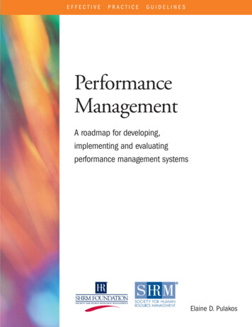 Performance Management: A Roadmap For Developing .