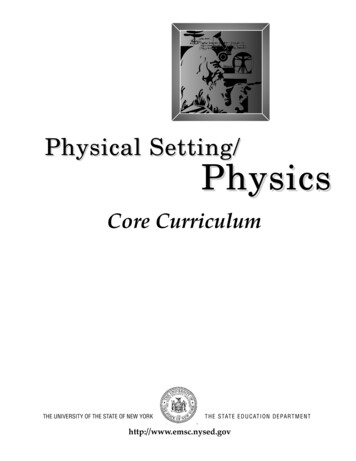 Physical Setting/Physics Core Curriculum