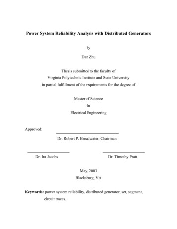 Power System Reliability Analysis With Distributed 
