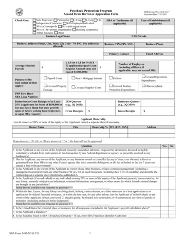 Paycheck Protection Program Second Draw Borrower Application Form