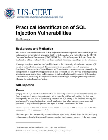 Practical Identification Of SQL Injection Vulnerabilities