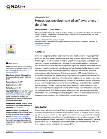 Precocious Development Of Self-awareness In Dolphins