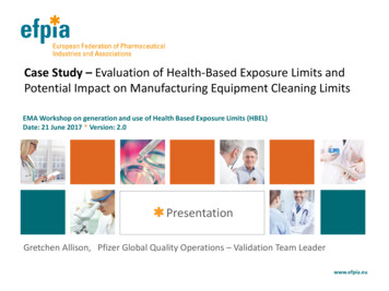 Case Study - Evaluation Of Health-Based Exposure Limits And Potential .
