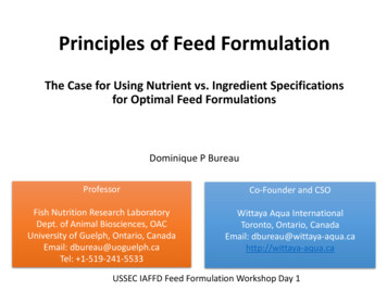 Principles Of Feed Formulation - IAFFD
