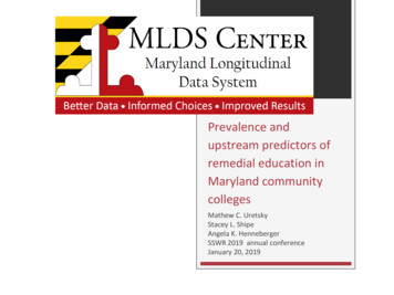 Prevalence And Upstream Predictors Of Remedial Education In Maryland .