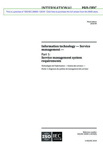 Information Technology — Service Management