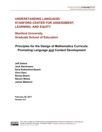 UNDERSTANDING LANGUAGE/ STANFORD CENTER FOR . - Stanford University