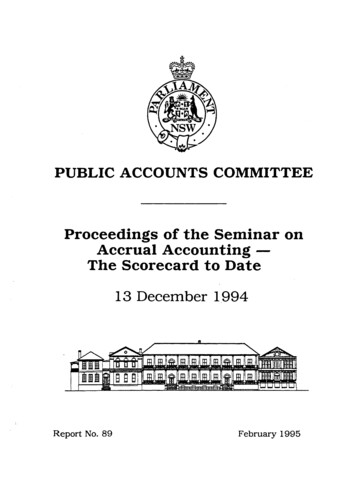 Proceedings Of The Seminar On Accrual Accounting - The Scorecard To Date