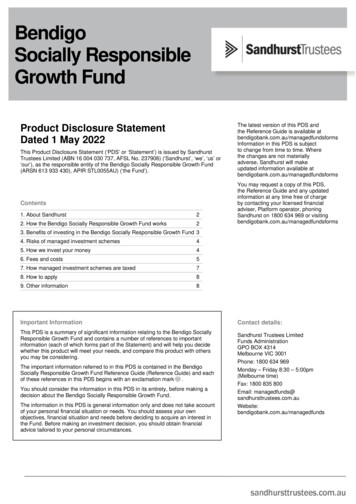 Bendigo Socially Responsible Growth Fund Product . - Sandhurst Trustees