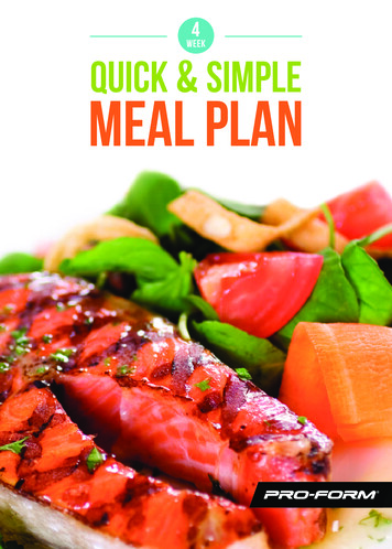 WEE K QUICK SIMPLE MEAL PLAN - ProForm