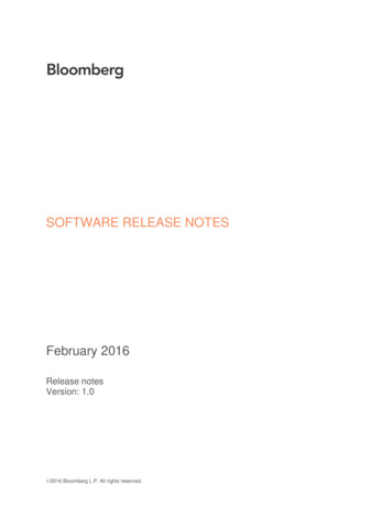 SOFTWARE RELEASE NOTES - Bloomberg Professional Services