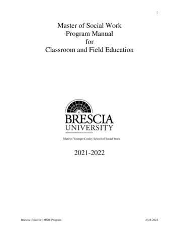 Master Of Social Work Program Manual For Classroom . - Brescia University