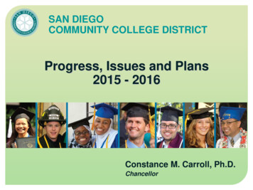 Progress, Issues And Plans 2015 - 2016 - SDCCD