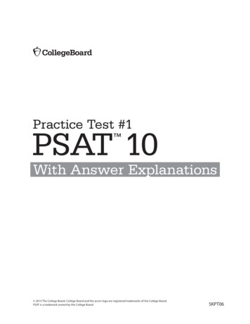 PSAT 10 Practice Test 1 Answer Explanations