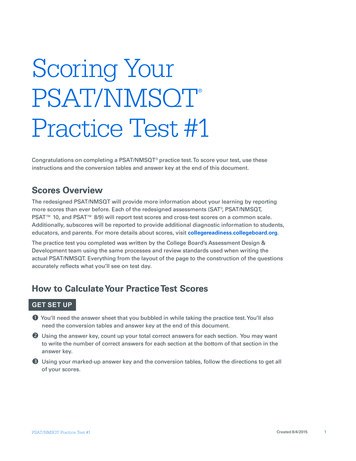 Scoring Your PSAT/NMSQT Practice Test #1 - Weebly
