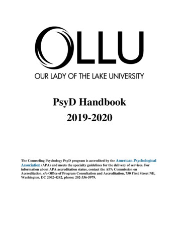 PsyD Handbook 2019-2020 - Our Lady Of The Lake University
