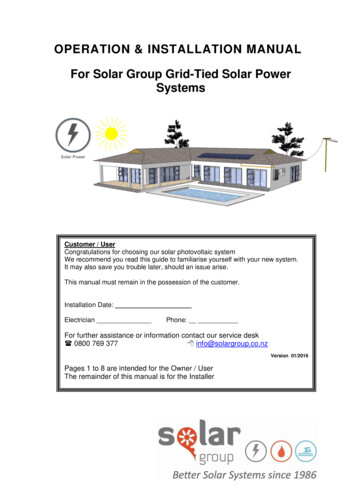OPERATION & INSTALLATION MANUAL For Solar Group Grid 