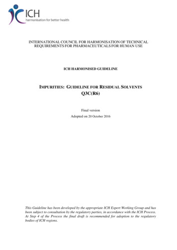 Impurities Guideline For Residual Solvents Q3c(R6) - Ich