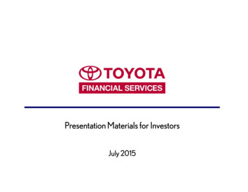 Presentation Materials For Investors - Toyota Financial