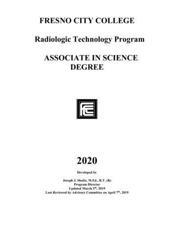 FRESNO CITY COLLEGE Radiologic Technology Program Handbook 2020
