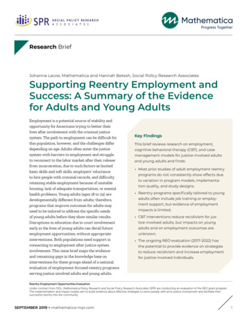Supporting Reentry Employment And Success: A Summary Of The Evidence .