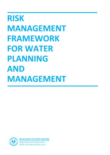 Risk Management Framework For Water Planning And Management