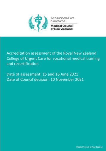 Accreditation Assessment Of The Royal New Zealand College Of Urgent .