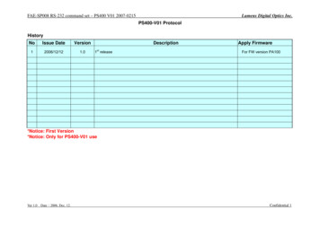 PS400-V01 Protocol History No Issue Date Version Description Apply Firmware