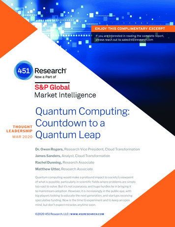Quantum Computing: Countdown To A Quantum Leap
