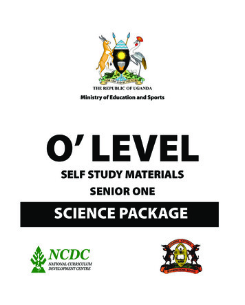 Ministry Of Education And Sports O’ LEVEL
