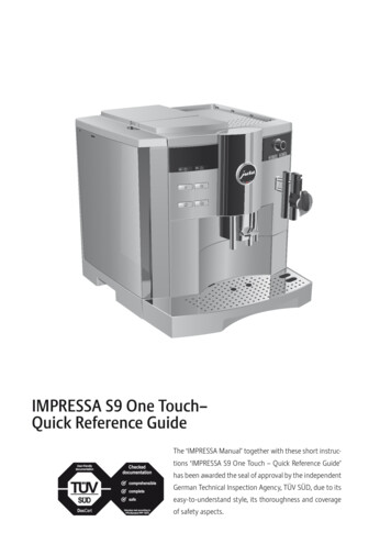 IMPRESSA S9 One Touch– Quick Reference Guide