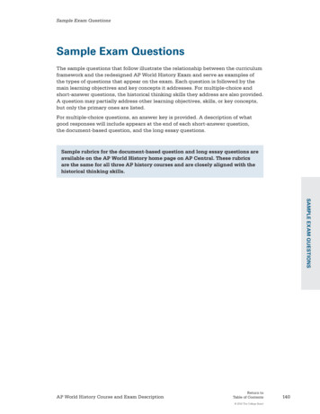Sample Exam Questions - Mr. Banks' AP World History Page