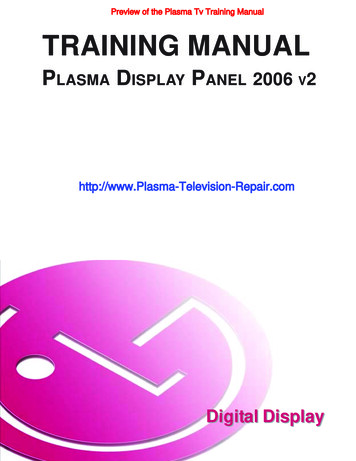 Preview Of The Plasma Tv Training Manual TRAINING MANUAL
