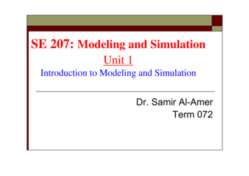 SE 207: Modeling And Simulation Lecture 1: Introduction - KFUPM