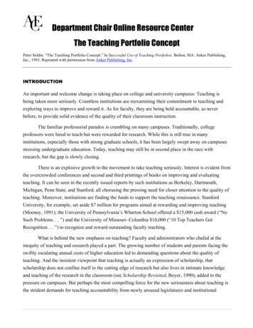 The Teaching Portfolio Concept - American Council On Education